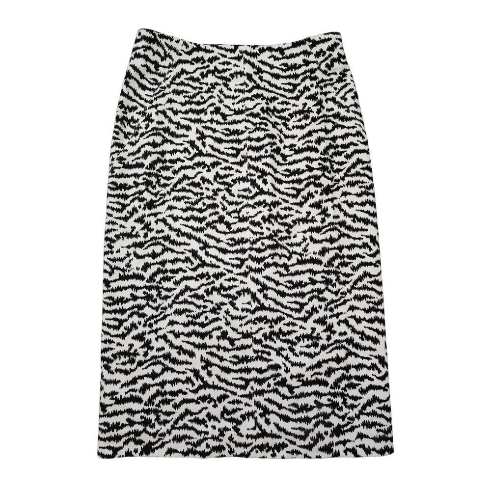 Veronica Beard Tiger Skirt Knee Length Animal Print Seamed Black White 2